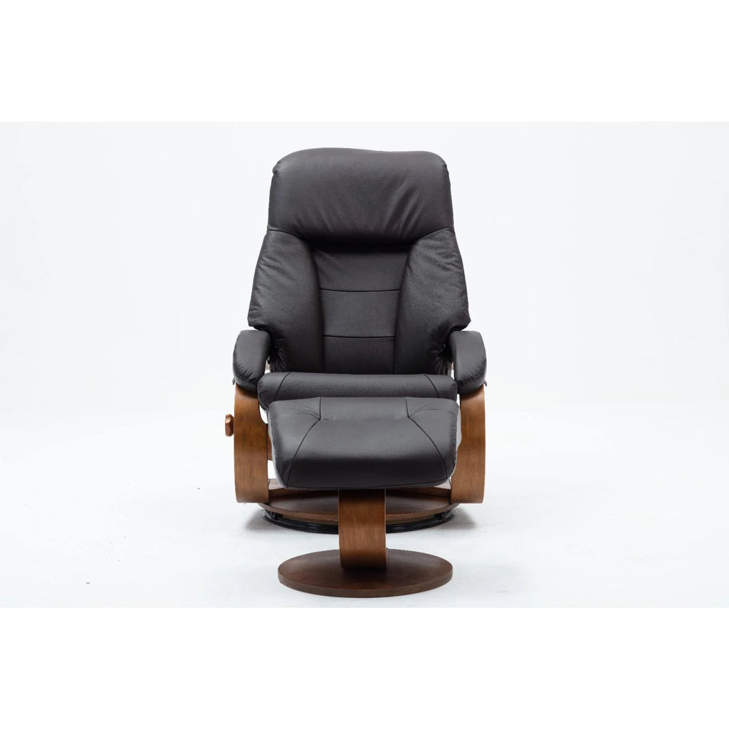 Top Grain Leather Recliner and Ottoman S107183