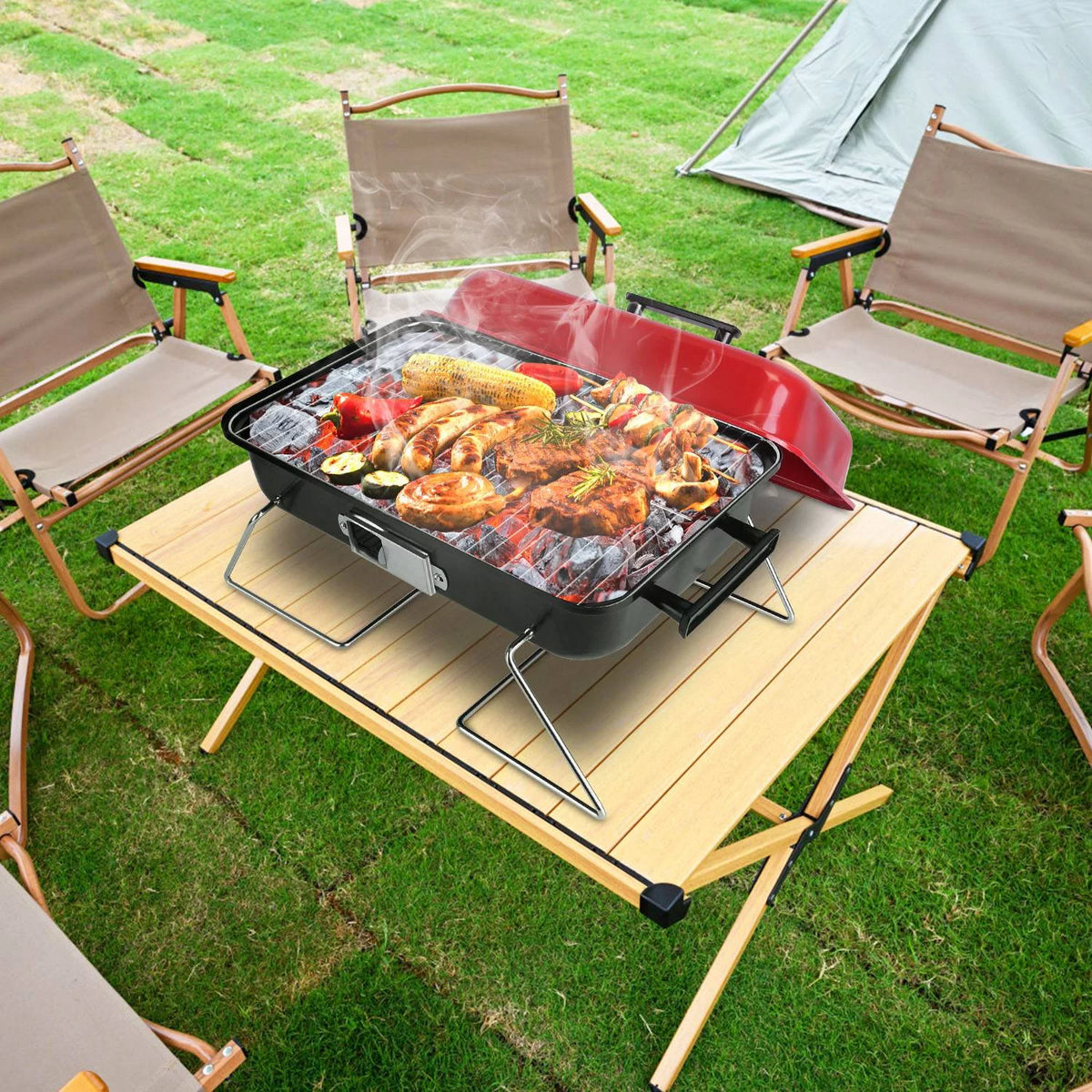 Portable Charcoal Grill with Lid H72720