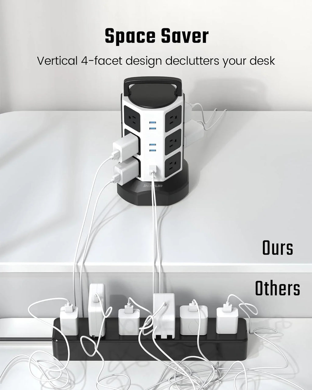 12 AC Outlets 6 USB Ports Power Strip Tower H14126