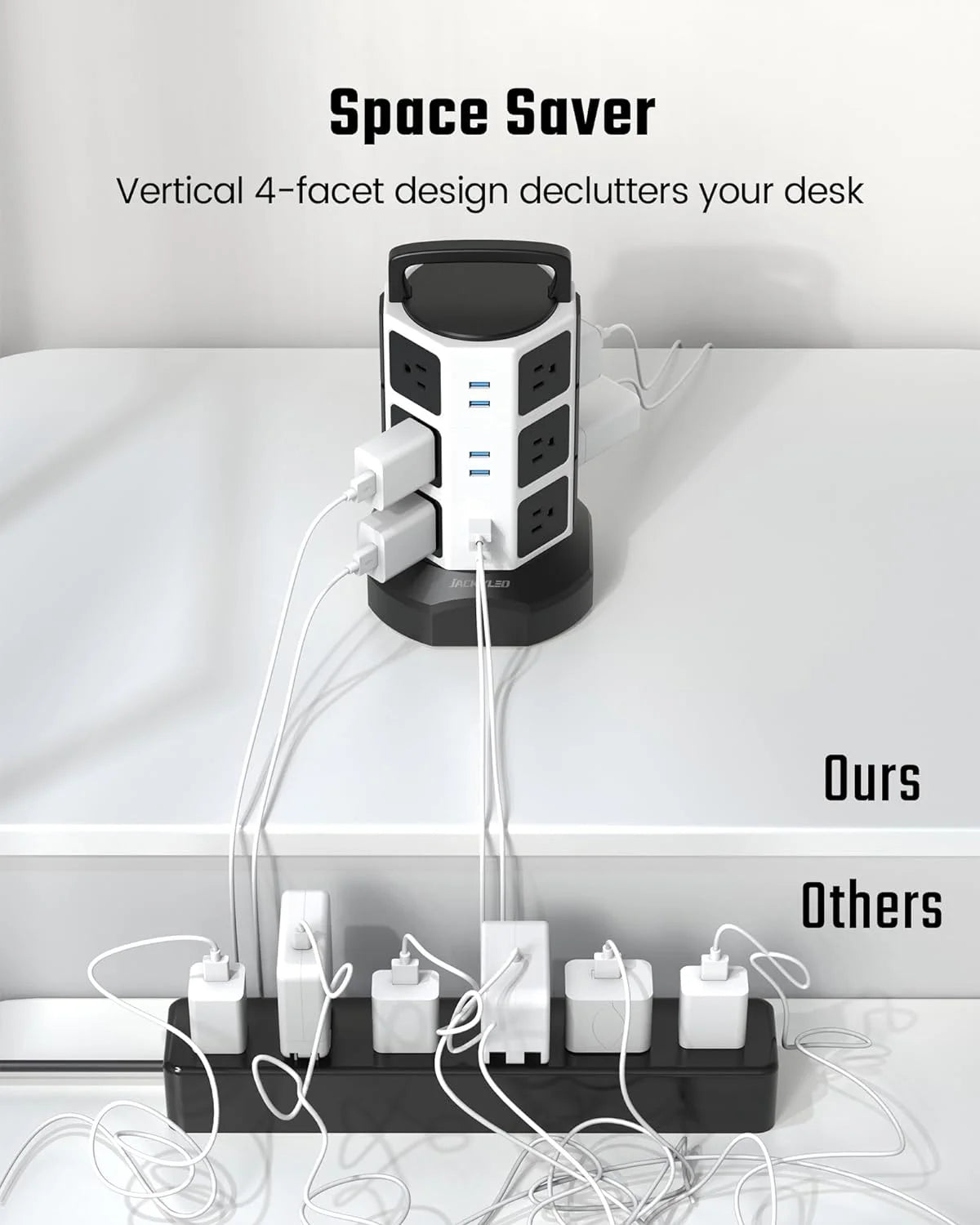 12 AC Outlets 6 USB Ports Power Strip Tower H14126