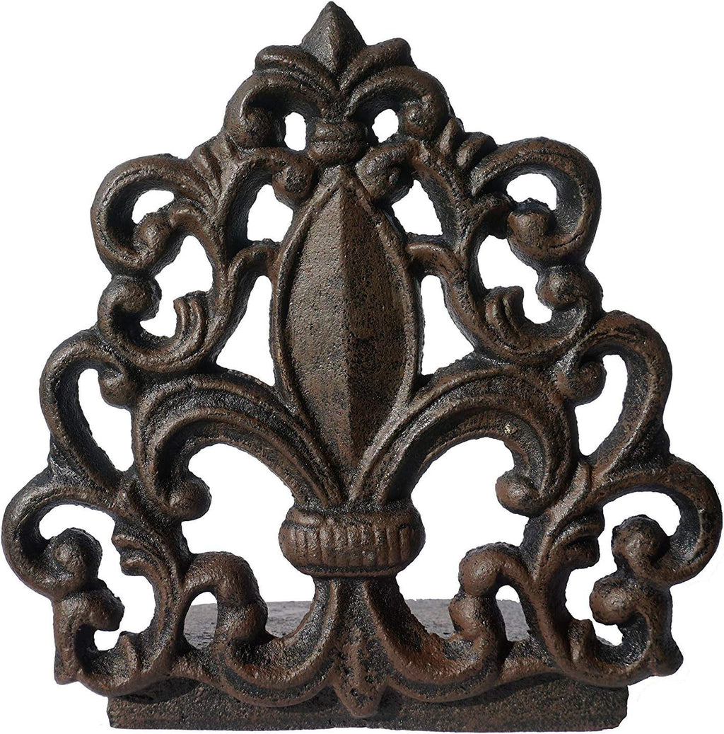 Cast Iron Fleur De Lis Door Stop, Antique Black Finish, 2 Piece O3618
