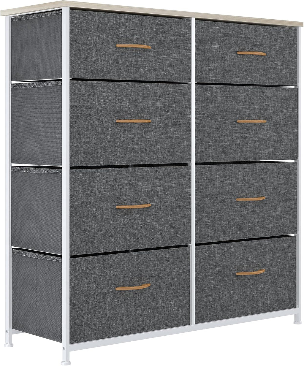 8 Drawer Fabric Dresser with Steel Frame and Wooden Top R228079