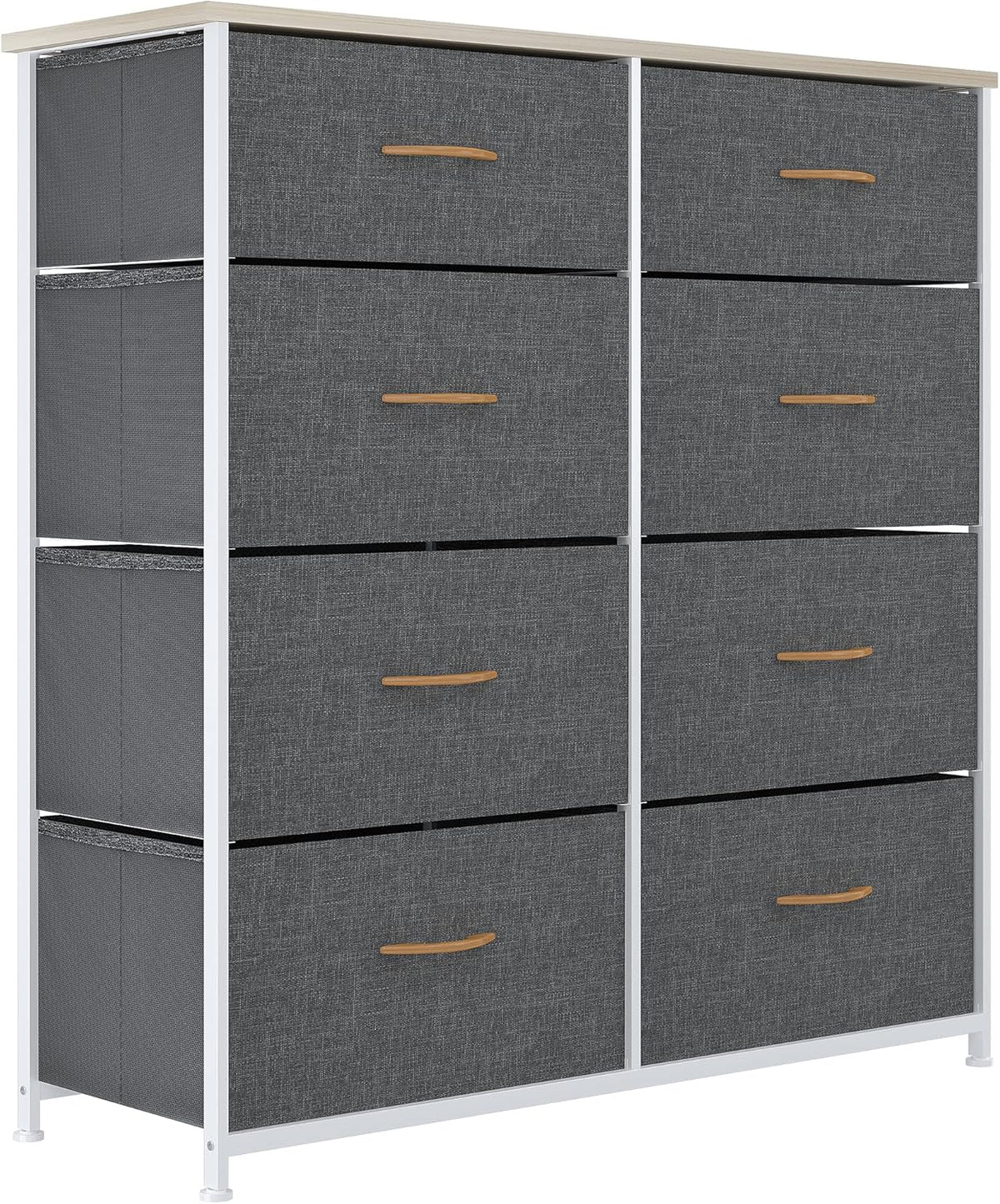 8 Drawer Fabric Dresser with Steel Frame and Wooden Top R228079