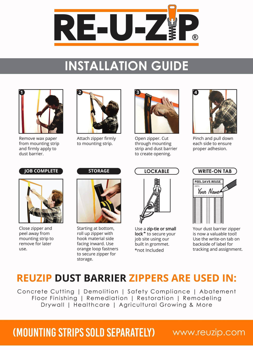 Red Reusable Dust Barrier Zipper 6 Pack Z581011