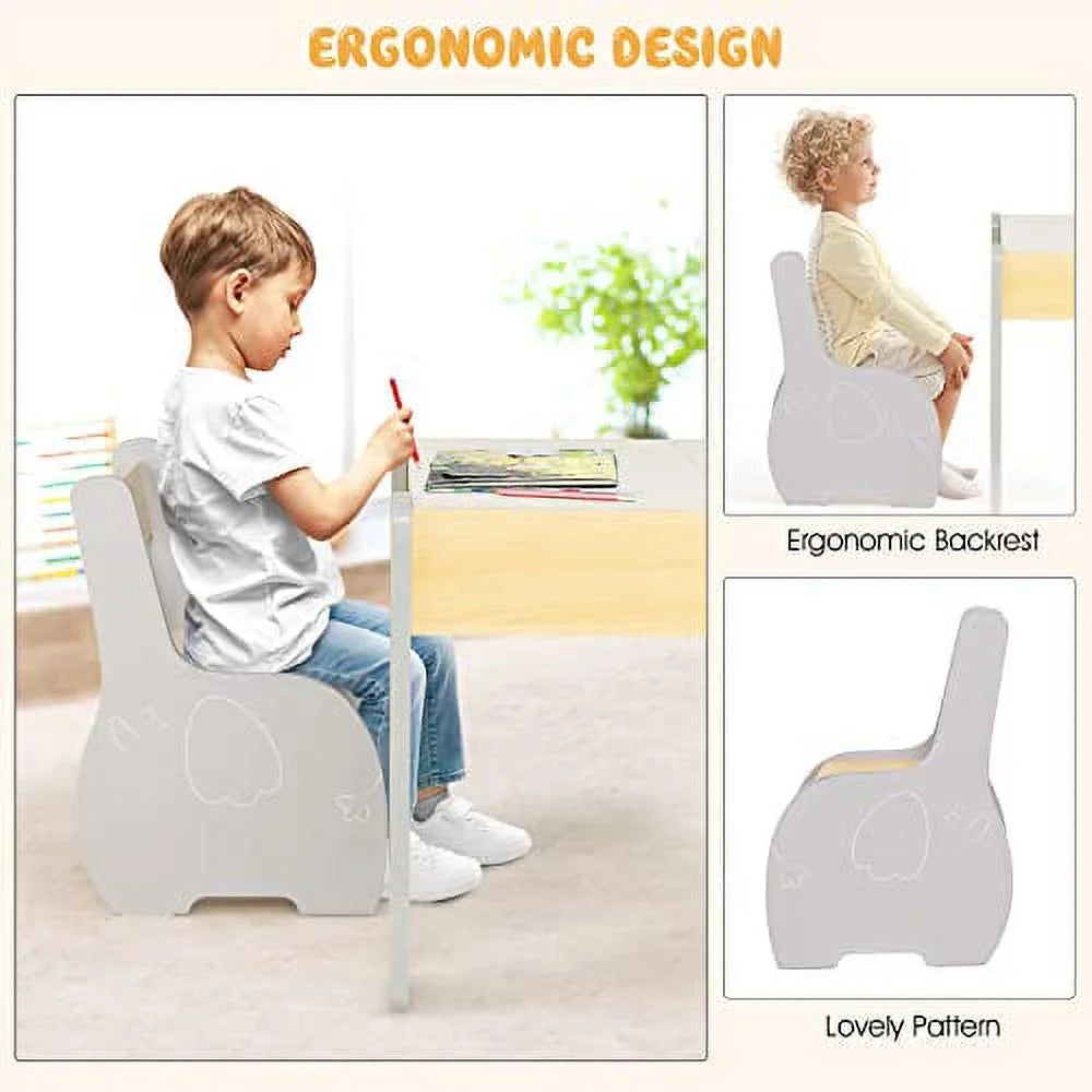 3 in 1 Kids Table and Chair Set Wood Activity Table with Removable Tabletop Q793
