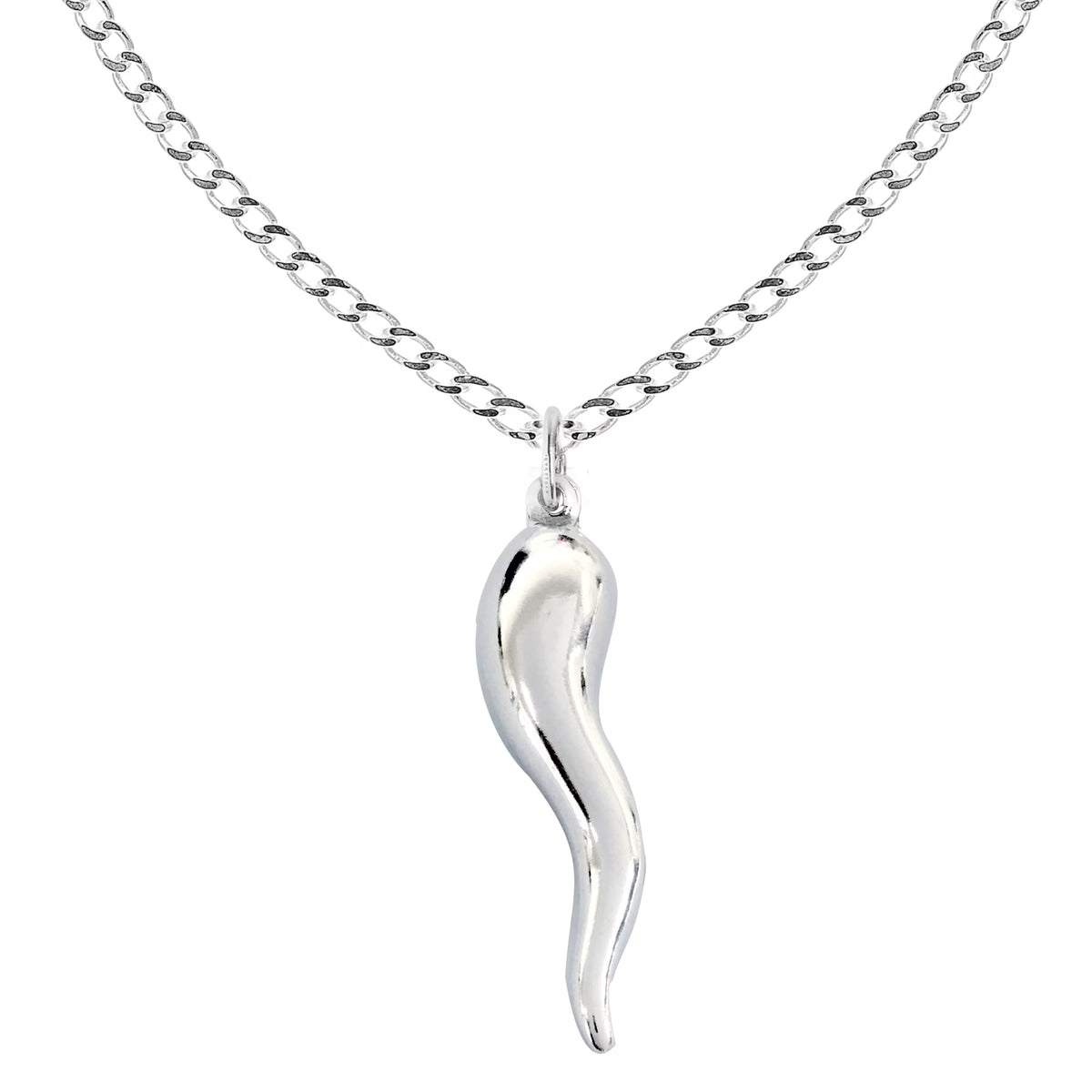 Italian Horn Curb Chain Necklace 18 20 24 Inches S392027