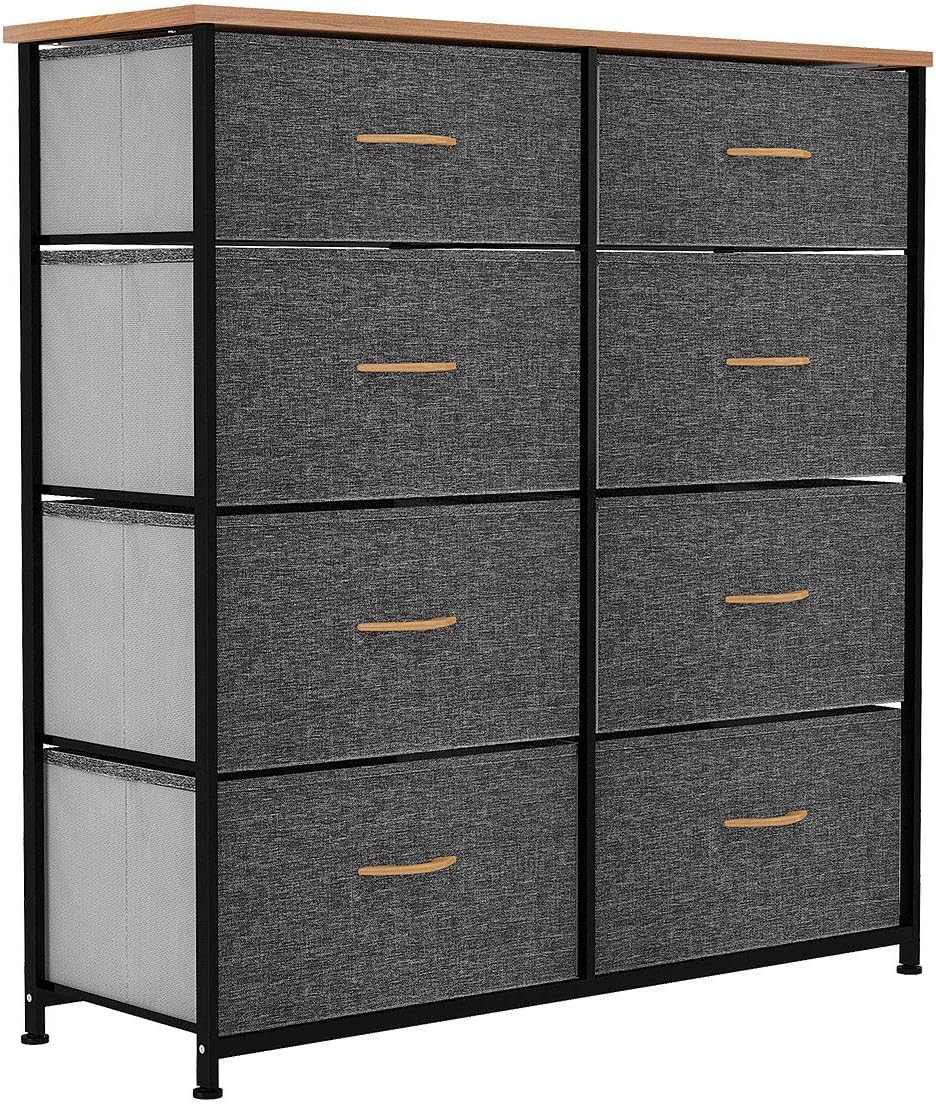 8 Drawer Fabric Dresser with Steel Frame and Wooden Top R228079