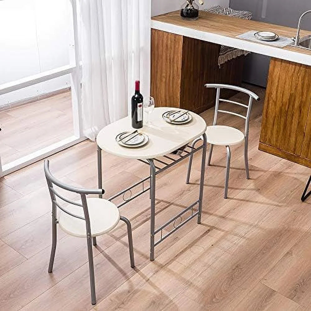 Black Space Saving Dining Table Set with 2 Chairs I206