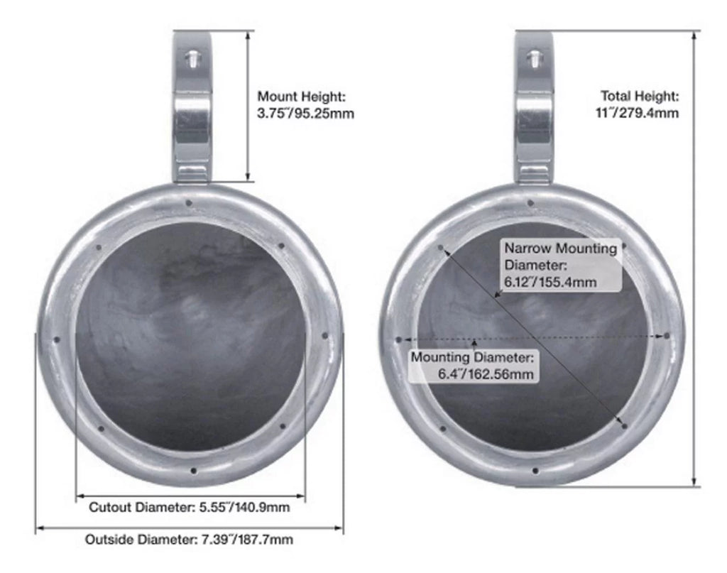 6.5" Marine Boat Wakeboard Tower Speakers in Black Z6917