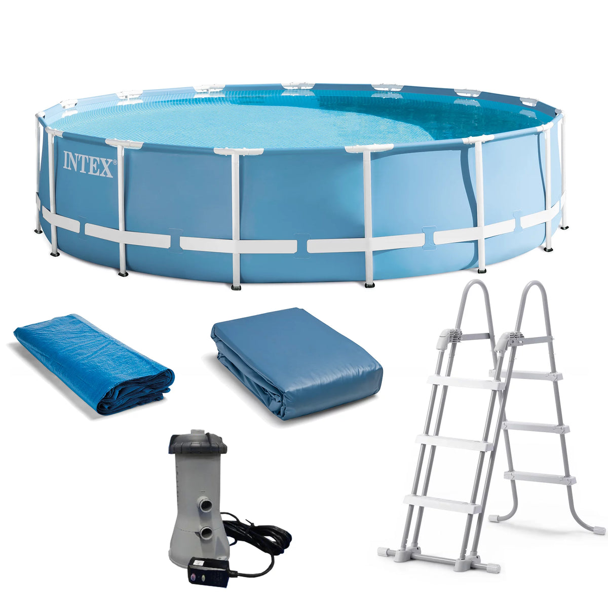 15 Feet x 48 Inches Prism Frame Pool Set with Ladder Cover Pump J856040