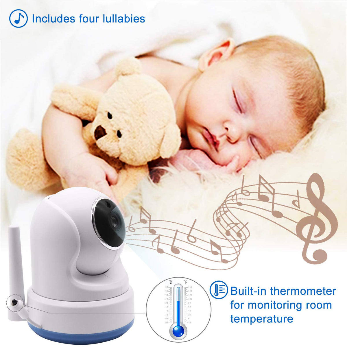 Video Baby Monitor with 5 Touchscreen and HD Pan & Tilt Camera V404228