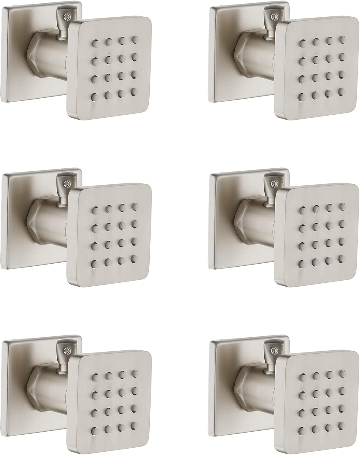 6PCS Brushed Nickel Solid Brass Round Shower Body Spray Nozzle Wall Jets E636784