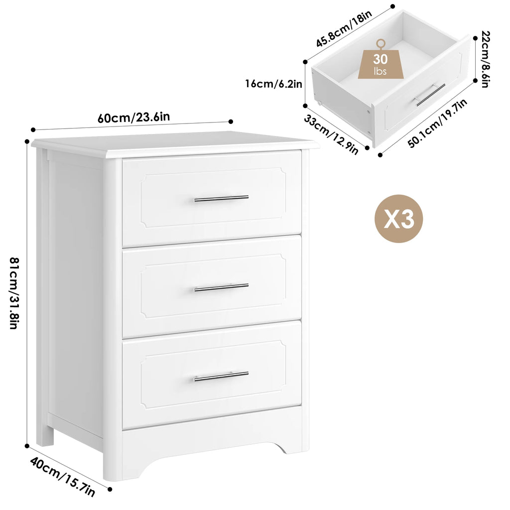White 3 Drawer Dresser E108