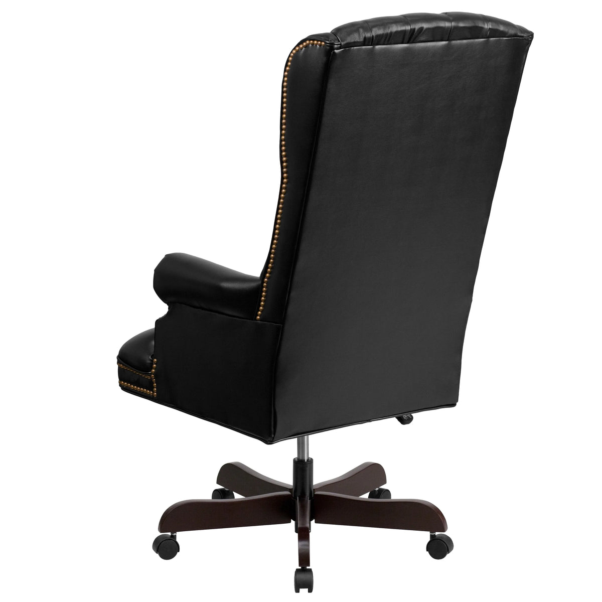Black Tufted LeatherSoft Ergonomic Office Chair with Arms E24248