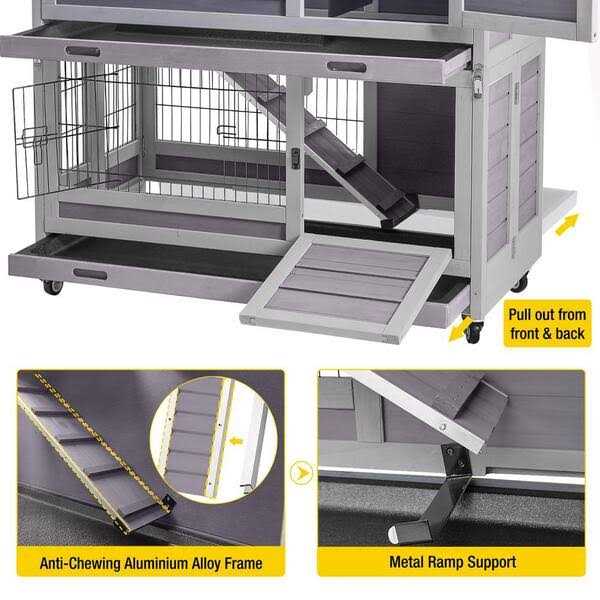 Wooden Rabbit Hutch with Folding Design J795