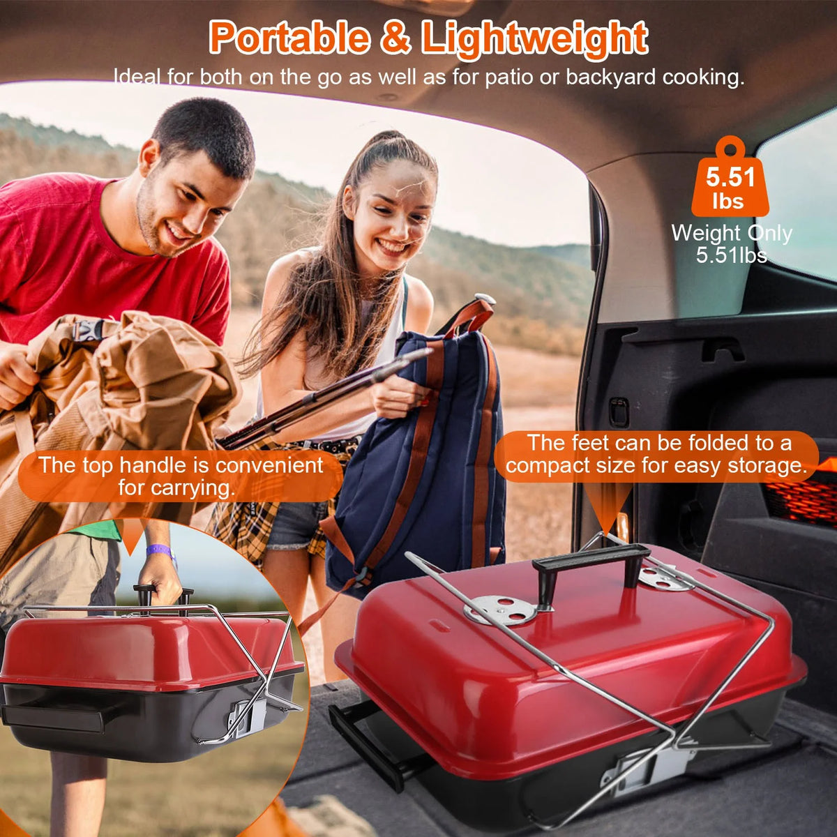 Portable Charcoal Grill with Lid H72720