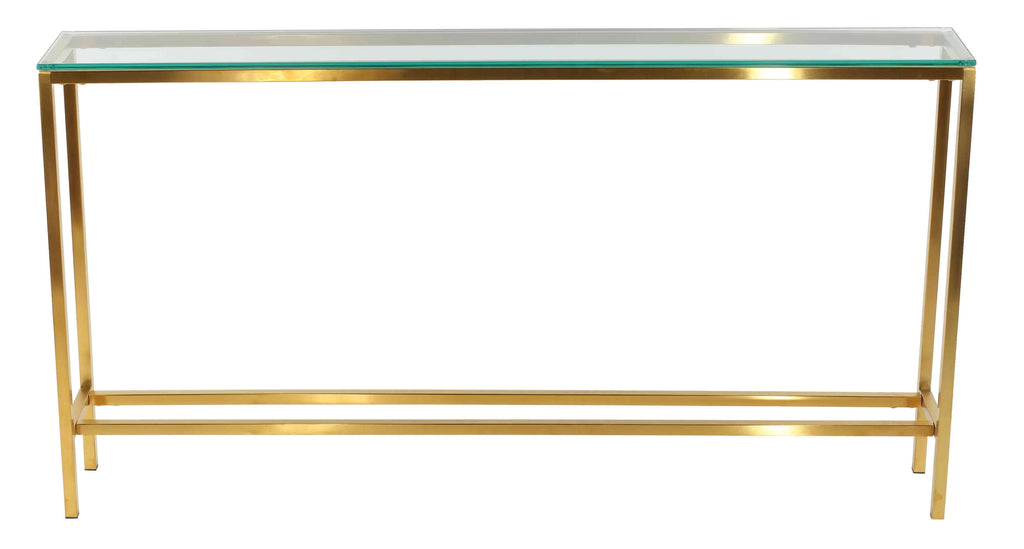 Brushed Gold Console Table with Clear Glass C733914