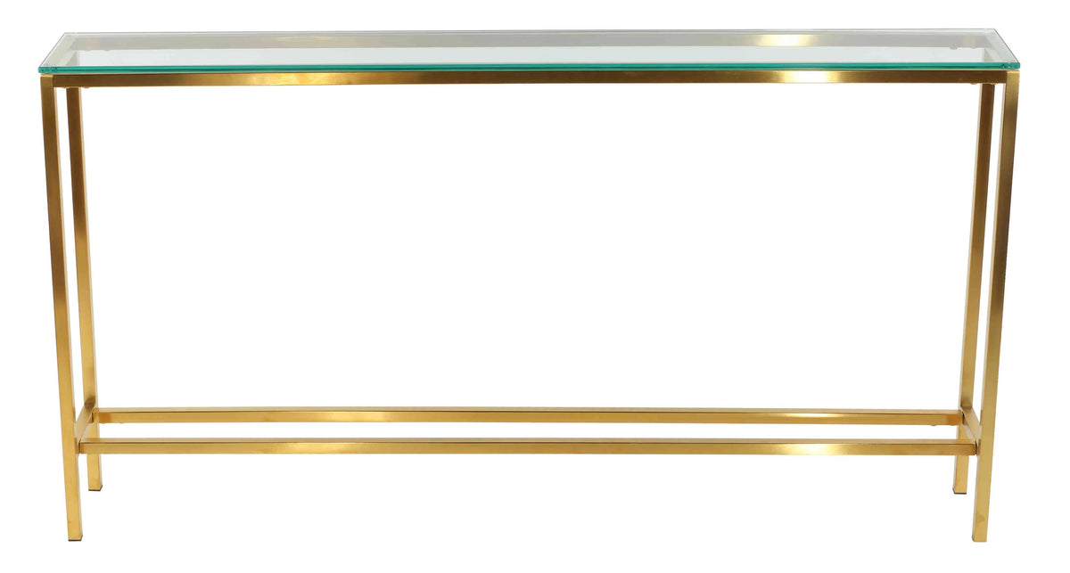 Brushed Gold Console Table with Clear Glass C733914