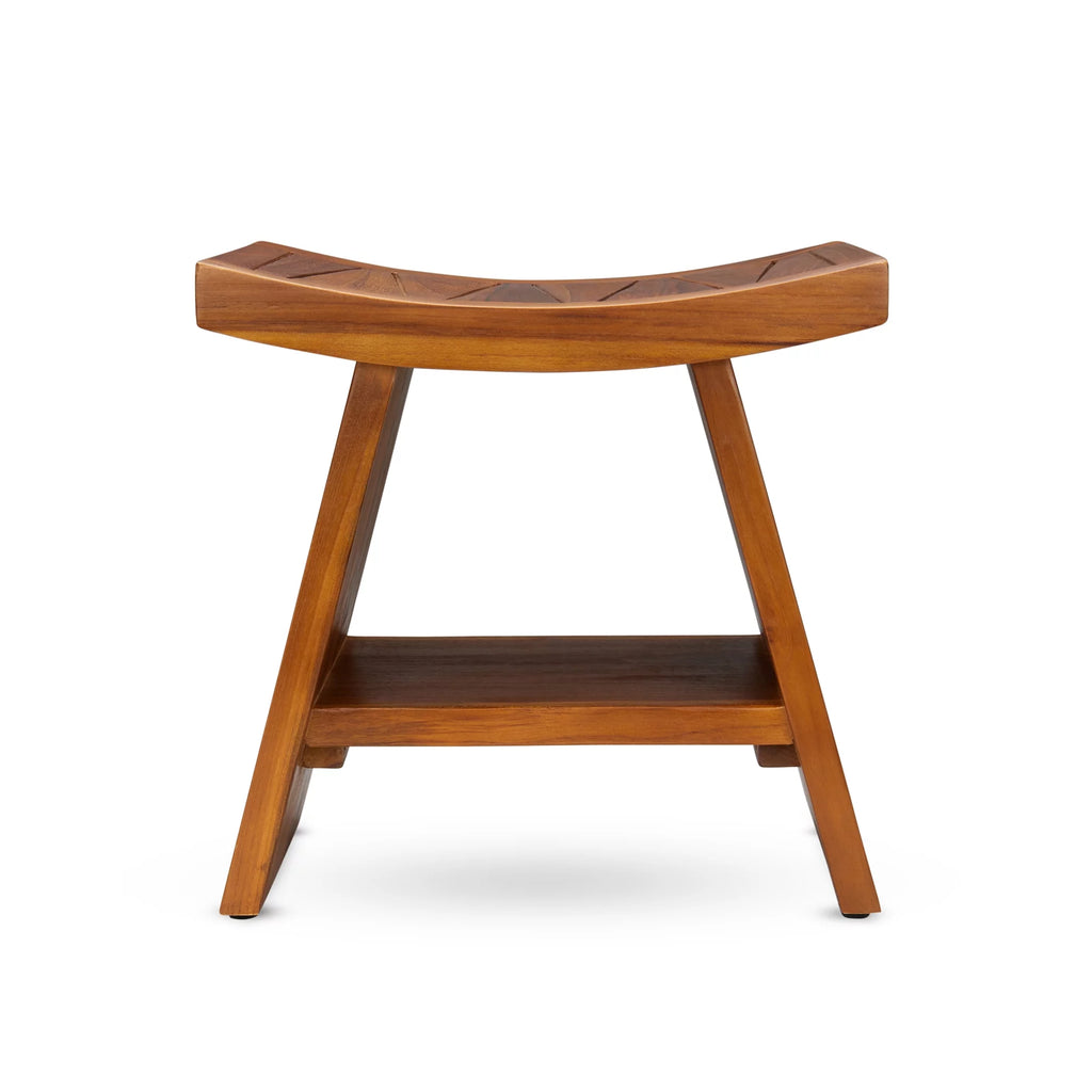 Teak Shower Stool with Shelf D1569