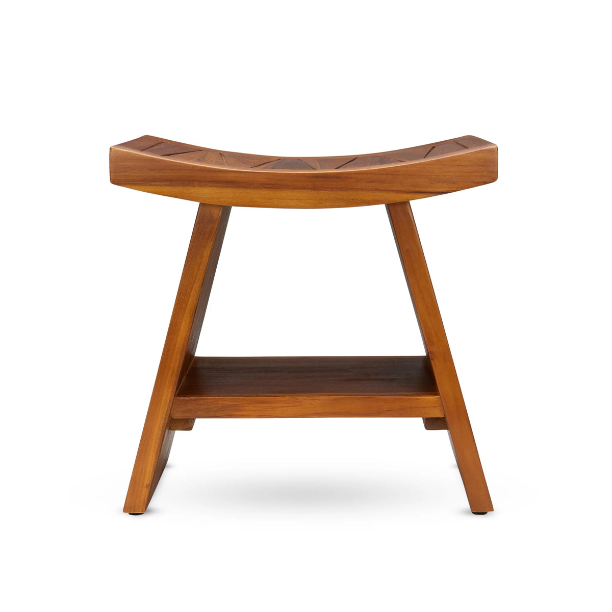 Teak Shower Stool with Shelf D1569