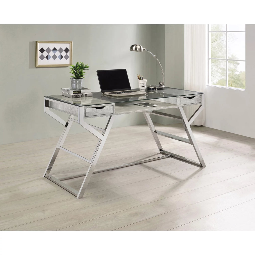 2 Drawer Glass Top Writing Desk L162980