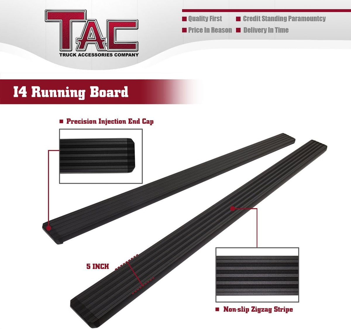 Black Aluminum Side Steps Running Boards for RAM 1500 Quad Cab 2Pcs N70547