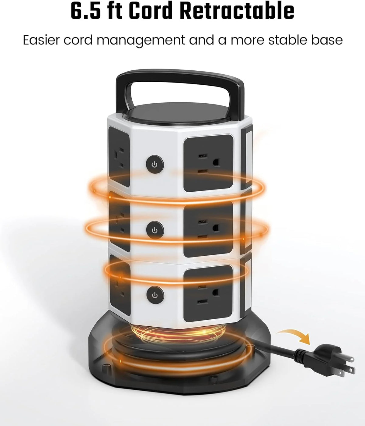 12 AC Outlets 6 USB Ports Power Strip Tower H14126