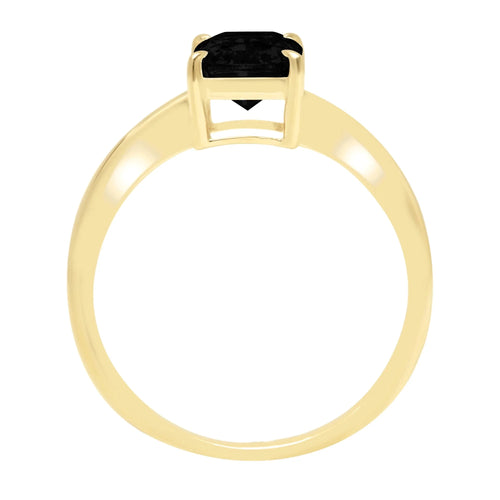 1.75ct Radiant Cut Black Onyx 18k Yellow Gold Solitaire Ring Size 6 M652