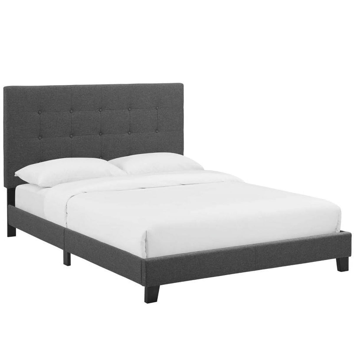 Gray Button Tufted Upholstered Twin Platform Bed H70088