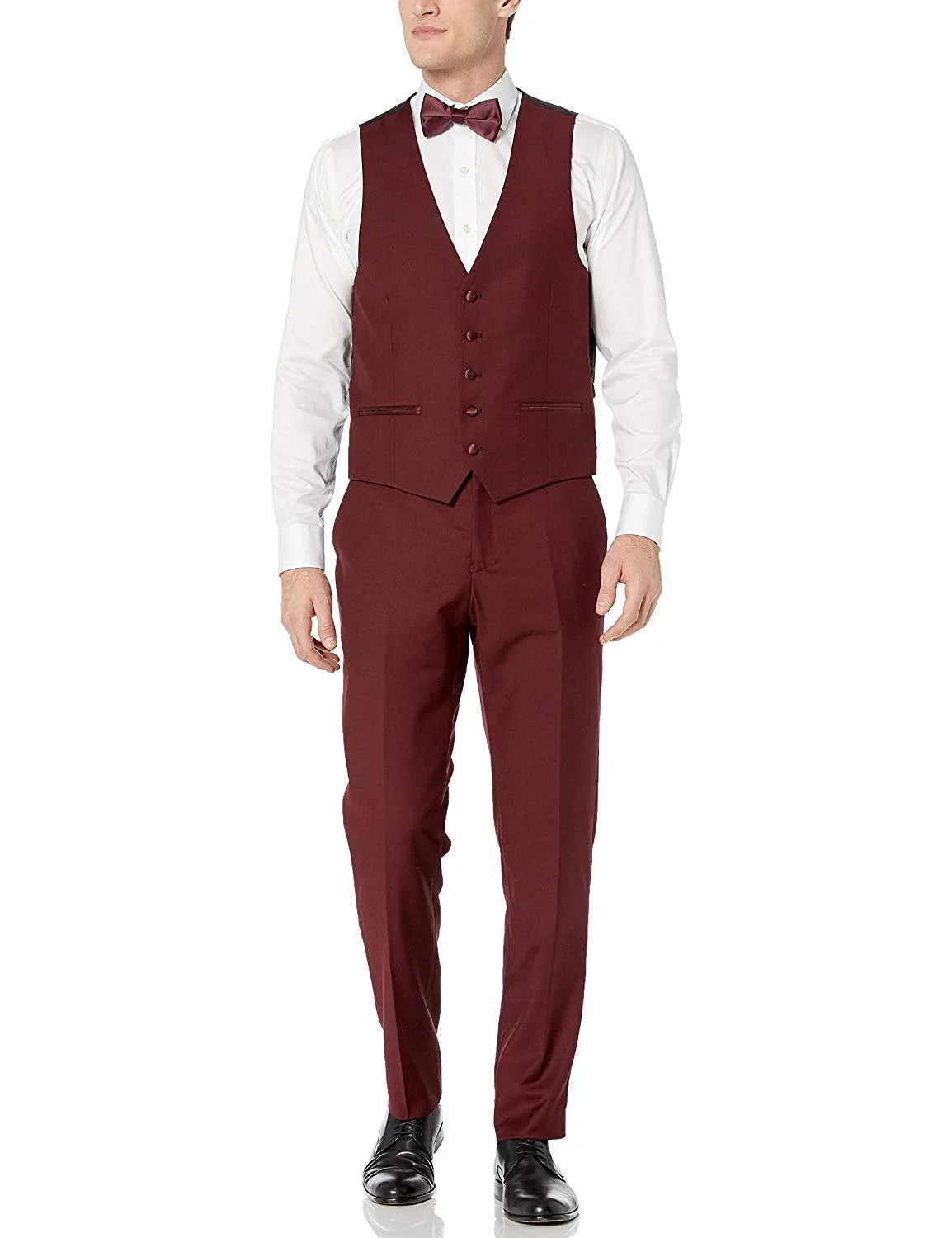 Men's Single Breasted Three Piece Shawl Collar Tuxedo Burgundy I1208