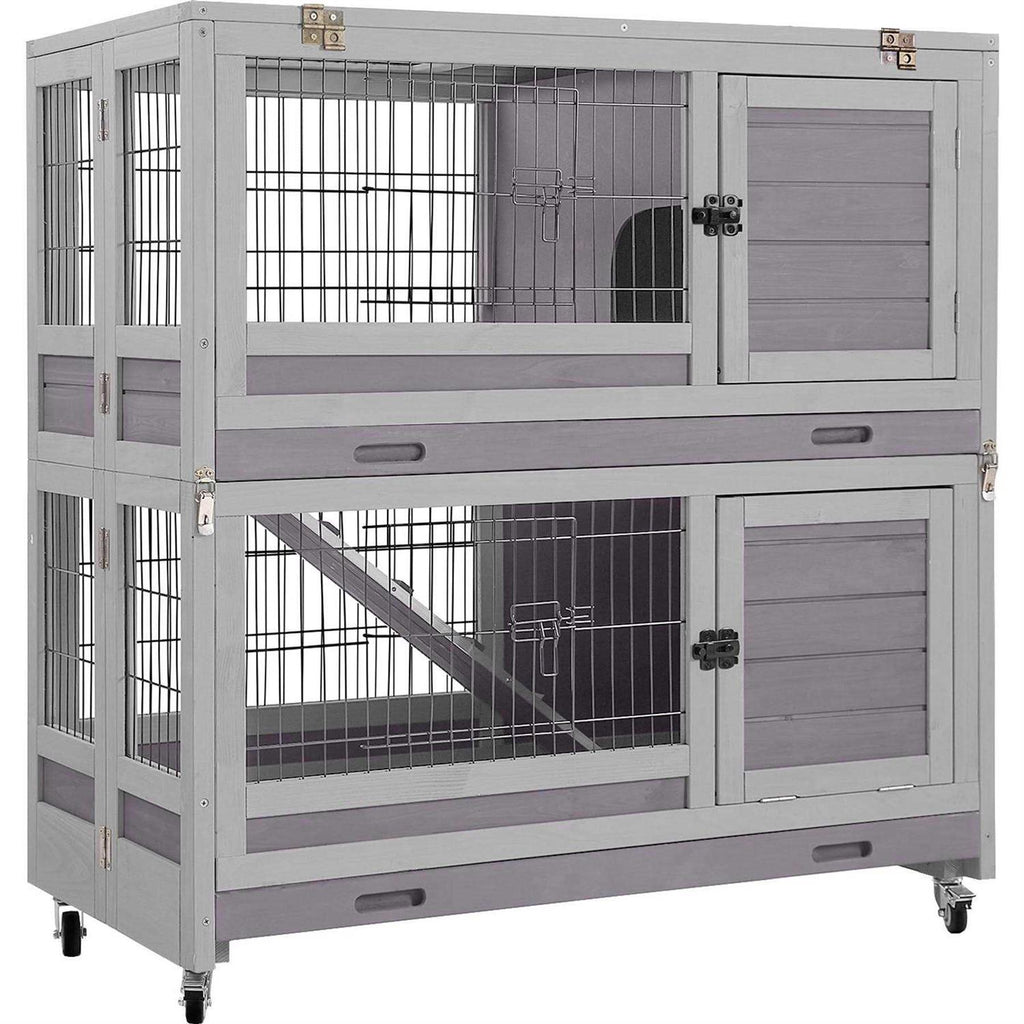 Wooden Rabbit Hutch with Folding Design J795