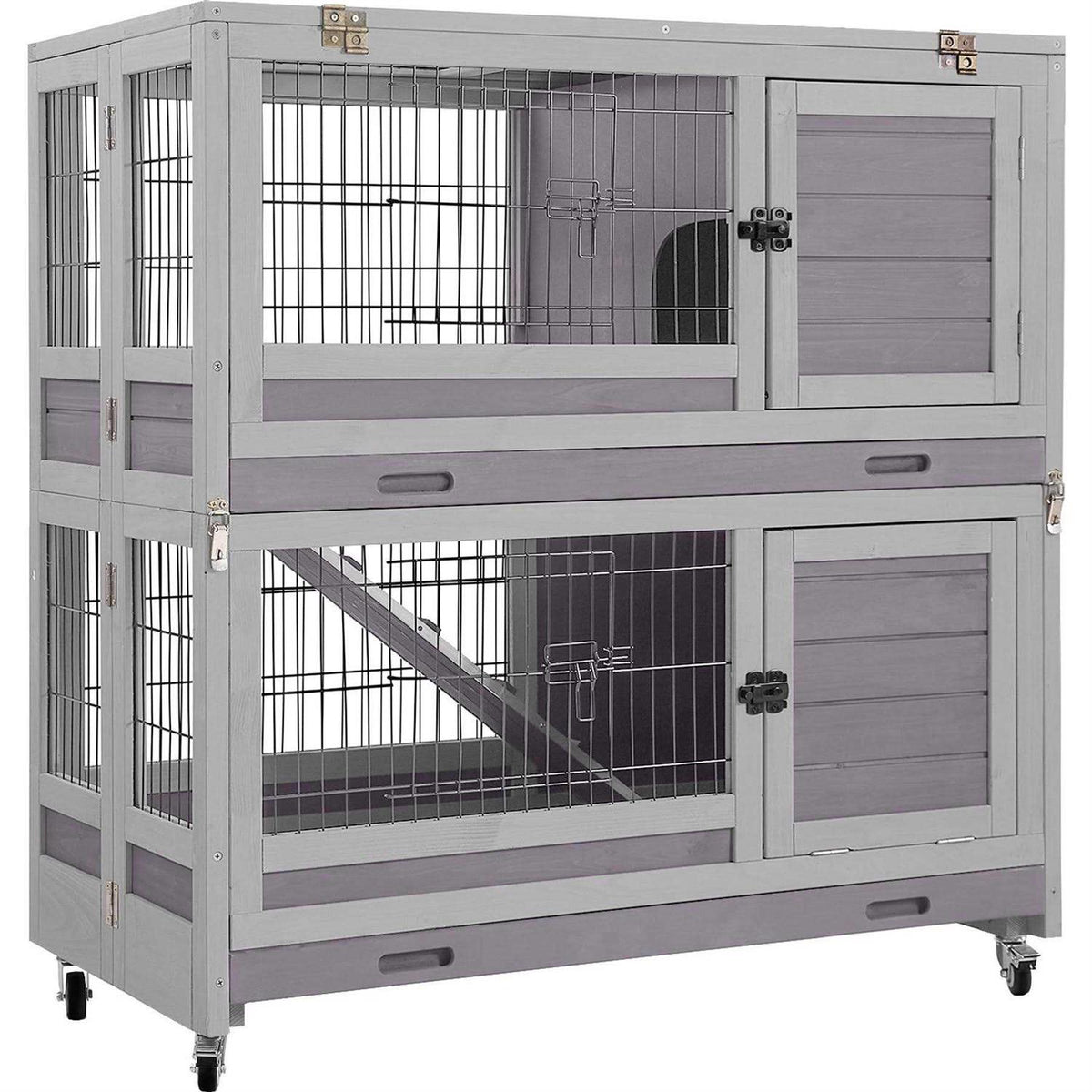 Wooden Rabbit Hutch with Folding Design J795