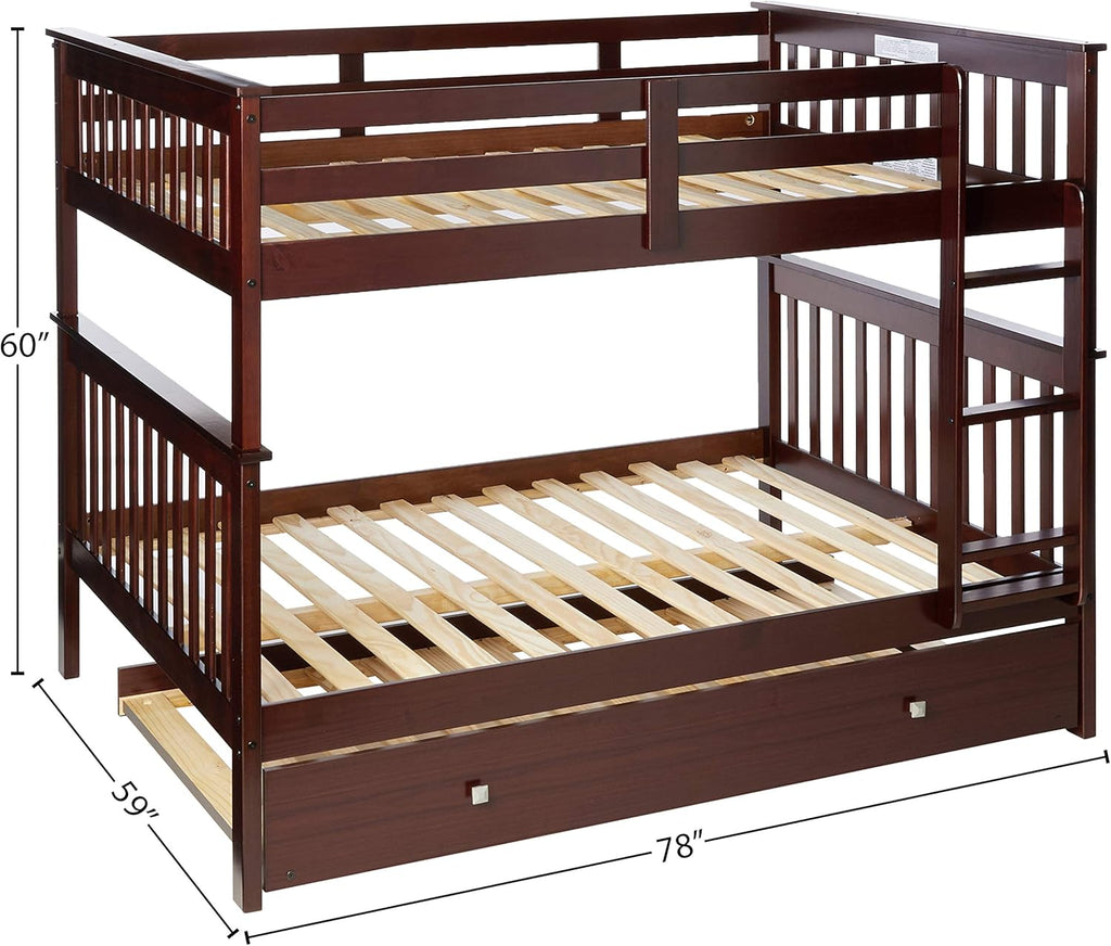 Dark Cappuccino Full/Full/Twin Bunk Bed with Trundle B94315